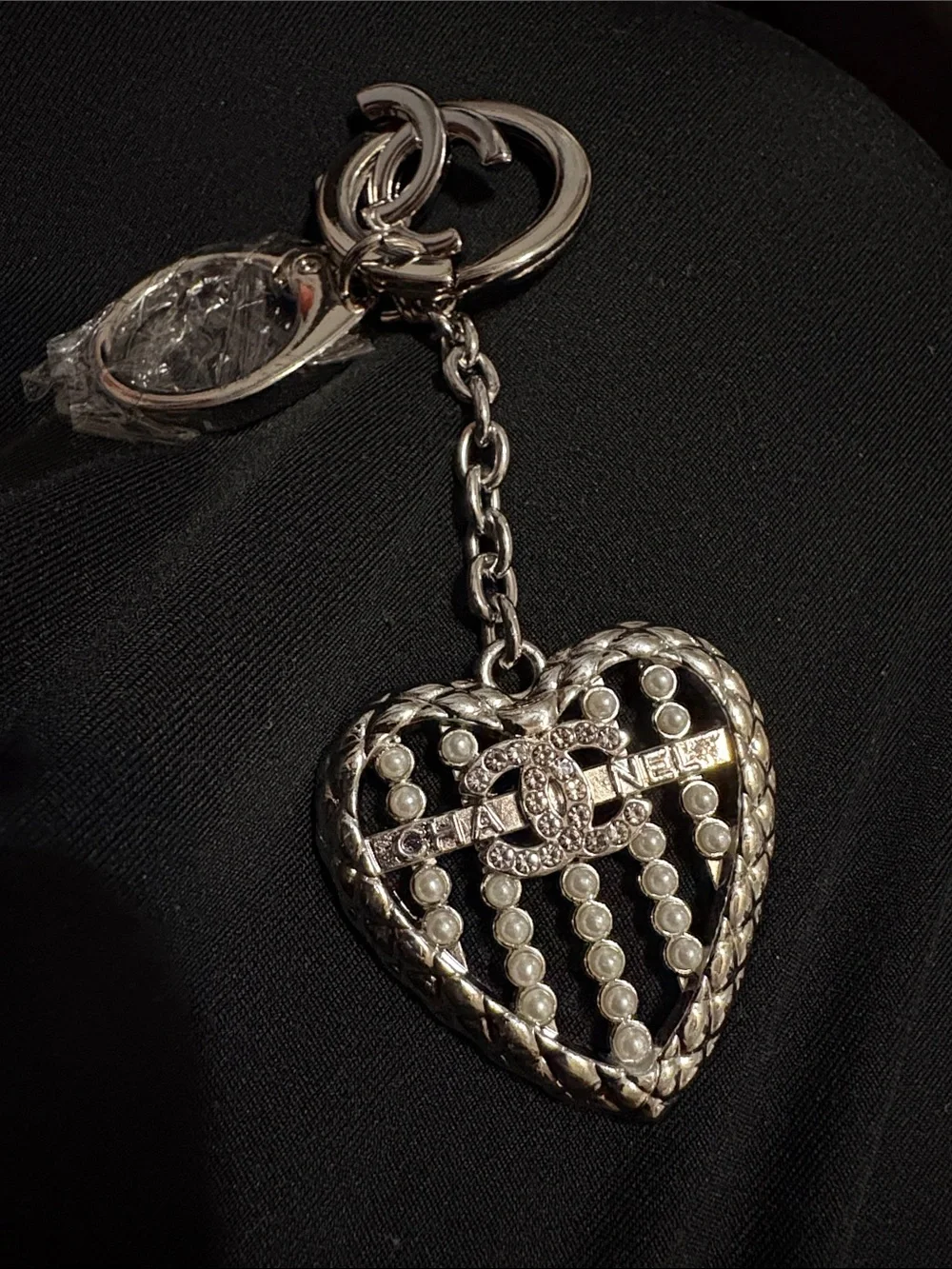 Silver Heart Charm Keychain Pendant - Women's Jewelry